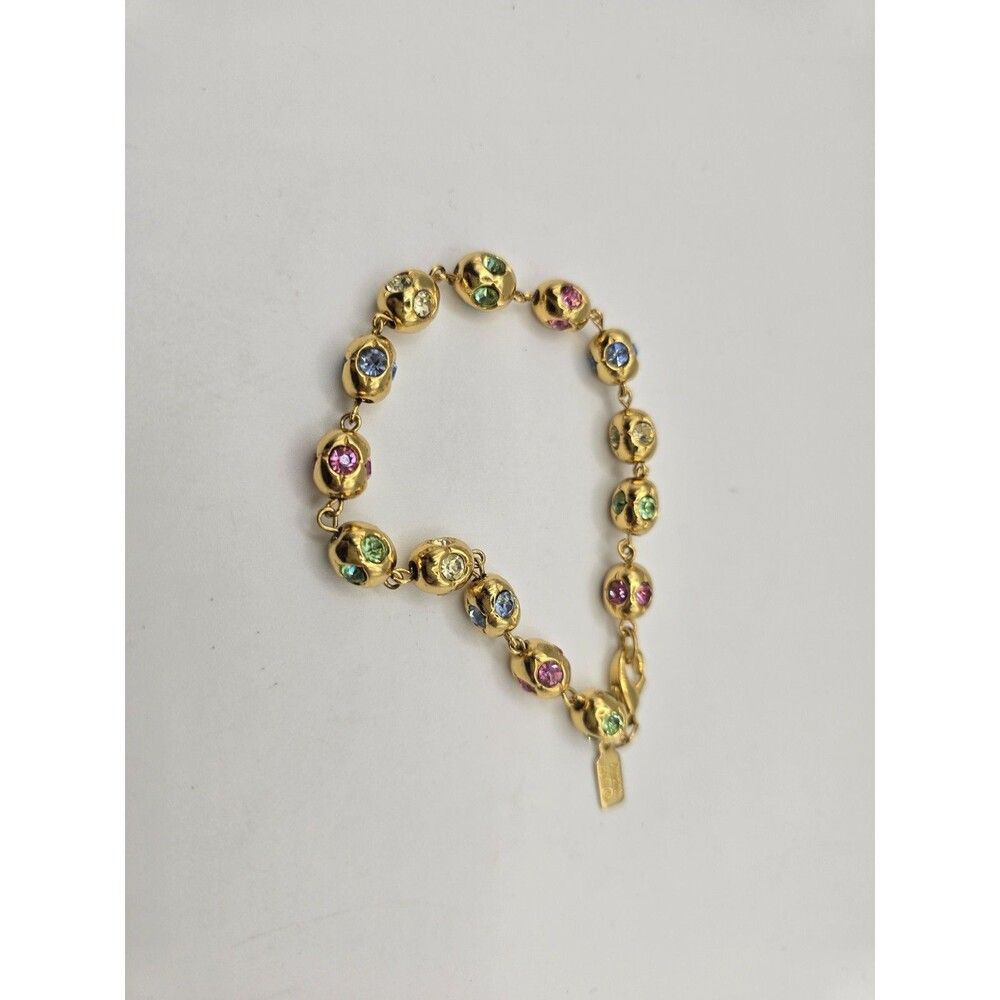 Vintage 70s Deidre Hall 7" Gemstone Bracelet